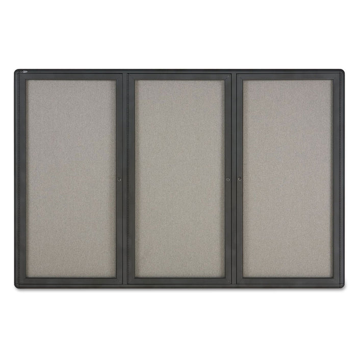 Quartet Enclosed Fabric-Cork Board, 72 x 48, Gray Surface, Graphite Aluminum Frame