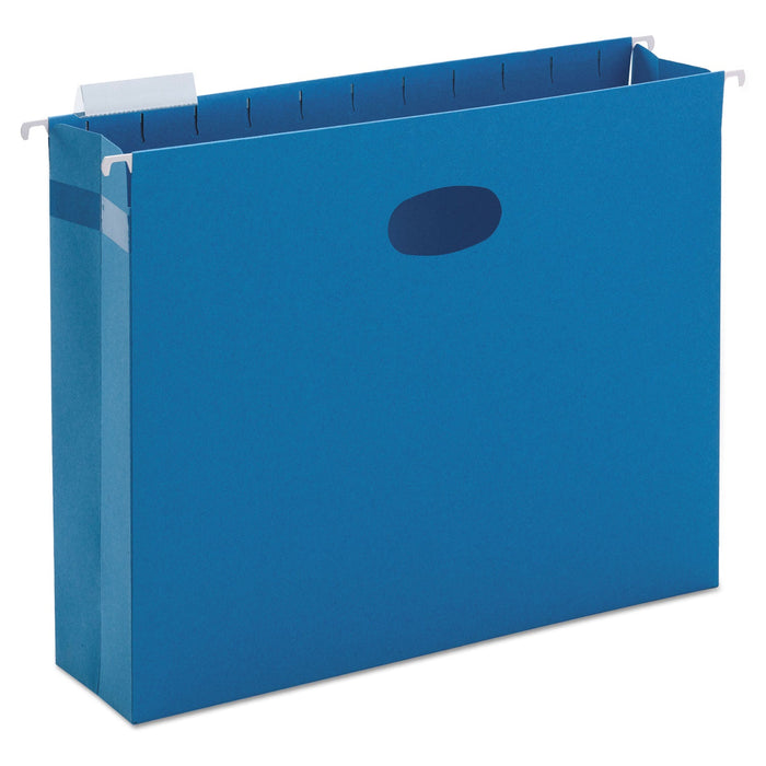 Smead Hanging Pockets with Full-Height Gusset, 1 Section, 3" Capacity, Letter Size, 1/5-Cut Tabs, Sky Blue, 25/Box