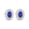 Genuine Diamond Tanzanite Halo Studs by Fine Color Jewels
