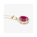 Genuine 10K Pink Ruby White Diamond Halo Pendant by Fine Color Jewels