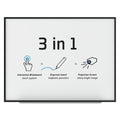 MasterVision Interactive Magnetic Dry Erase Board, 90 x 52 7/10 x 4 1/5, White/Black Frame