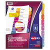 Avery Customizable TOC Ready Index Multicolor Tab Dividers, 8-Tab, 1 to 8, 11 x 8.5, White, Traditional Color Tabs, 1 Set