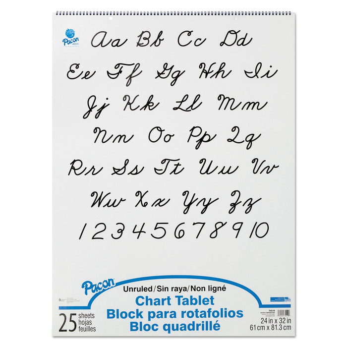 Pacon Chart Tablets, Unruled, 24 x 32, White, 25 Sheets
