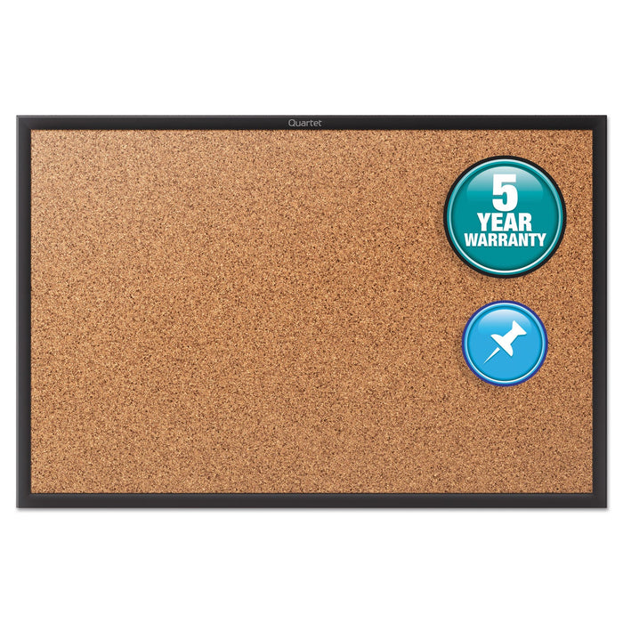 Quartet Classic Series Cork Bulletin Board, 24x18, Black Aluminum Frame