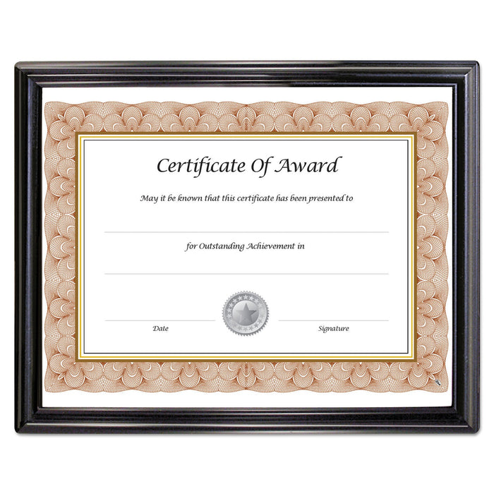 NuDell EZ Mount Document Frame with Trim Accent and Plastic Face, Plastic, 8.5 x 11 Insert, Black