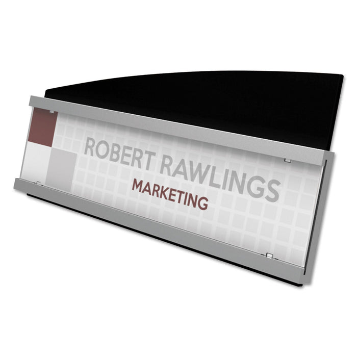 deflecto Interior Image Anti-Glare Sign Holder, Landscape, 8.5 x 2 Insert, Black/Silver