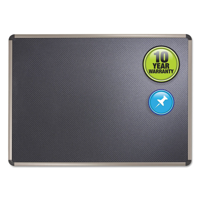 Quartet Prestige Euro-Style Embossed Foam Bulletin Board, 36 x 24, Black/Aluminum Frame