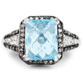 4.33 Carat Genuine Swiss Blue Topaz, Champagne Diamond & White Diamond .925 Sterling Silver Ring by Bids.com