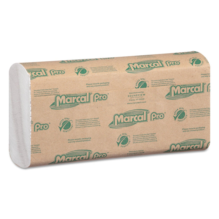 Marcal PRO 100% Recycled Folded Paper Towels, C-Fold, 12.88 x 10.13, White, 150/Pack, 16 Packs/Carton