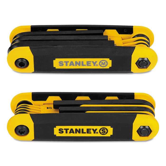Stanley Folding Metric and SAE Hex Keys, 2/Pack, Yellow/Black