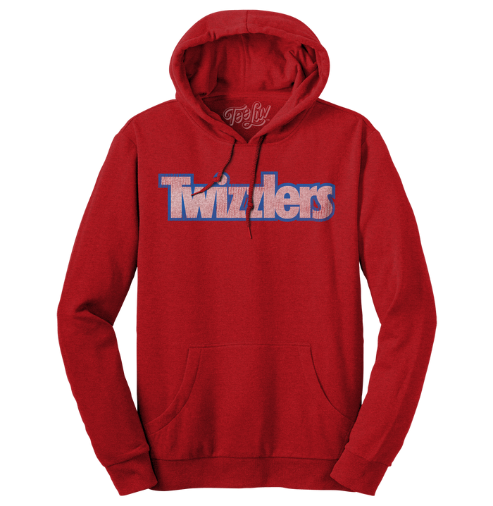 Faded Twizzlers Candy Logo Hooded Sweatshirt - Red by Tee Luv