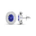 Genuine Diamond Tanzanite Halo Studs by Fine Color Jewels