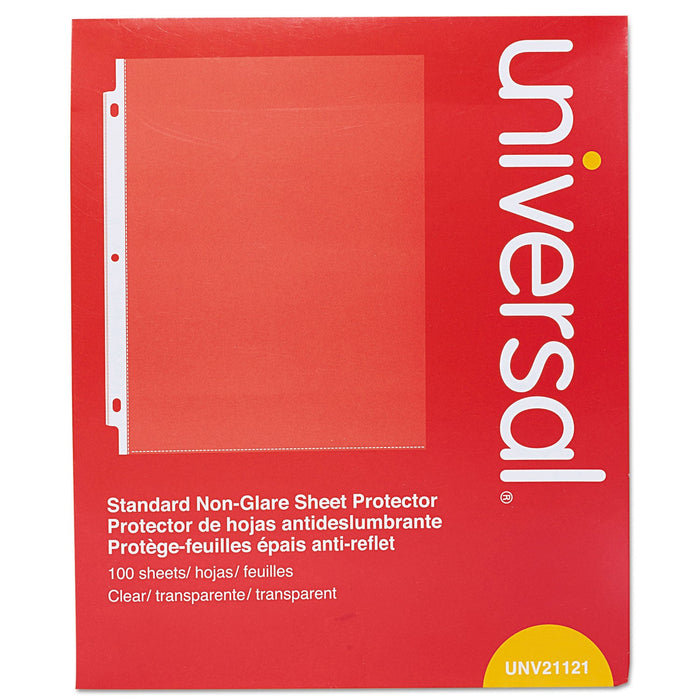 Universal Standard Sheet Protector, Standard, 8.5 x 11, Clear, Non-Glare, 100/Box