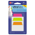 Avery Ultra Tabs Repositionable Tabs, Standard: 2" x 1.5", 1/5-Cut, Assorted Neon Colors, 24/Pack