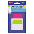 Avery Ultra Tabs Repositionable Tabs, Big Tabs: 2" x 1.75", 1/5-Cut, Assorted Neon Colors, 20/Pack