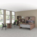 Alera Sedina Series Hutch with Sliding Doors, 66w x 15d x 42.5h, Modern Walnut