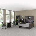 Alera Sedina Series Hutch with Sliding Doors, 66w x 15d x 42.5h, Espresso