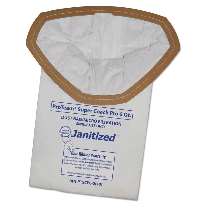 Janitized Vacuum Filter Bags Designed to Fit ProTeam Super Coach Pro 6/GoFree Pro, 100/CT