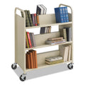Safco Steel Double-Sided Book Cart, Metal, 6 Shelves, 300 lb Capacity, 36" x 18.5" x 43.5", Sand