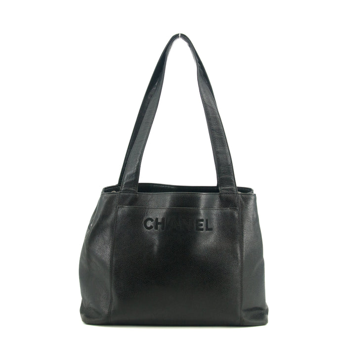Chanel Black Caviar Skin Logo LAX Tote Bag #2759 by Bolt Boutique