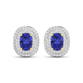 Genuine Diamond Tanzanite Halo Studs by Fine Color Jewels