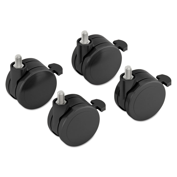 HON Height-Adjustable Base Caster Add-On Kit, Grip Ring Stem, 2" Wheel, Black, 4/Set