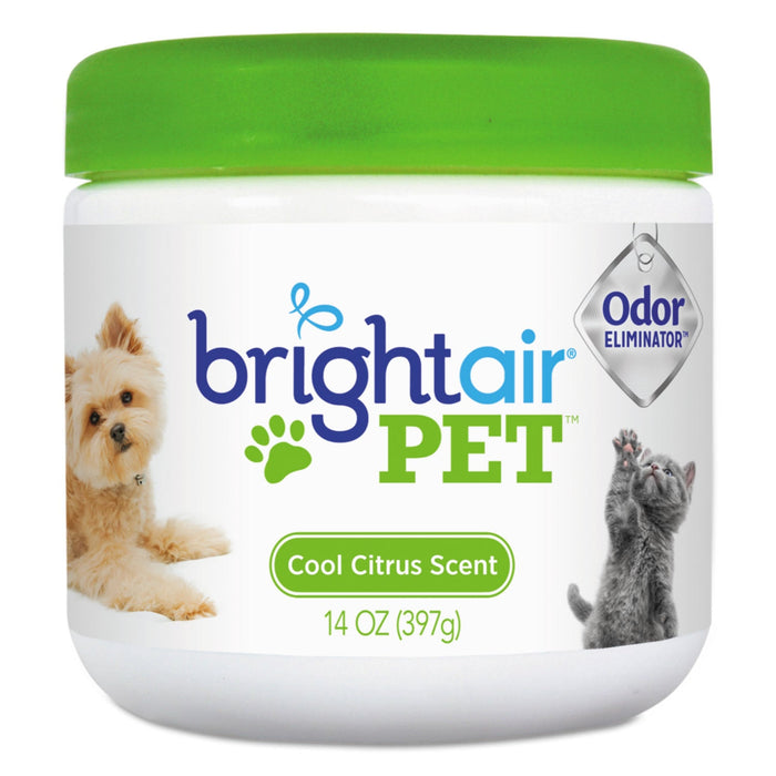 BRIGHT Air Pet Odor Eliminator, Cool Citrus, 14 oz Jar, 6/Carton