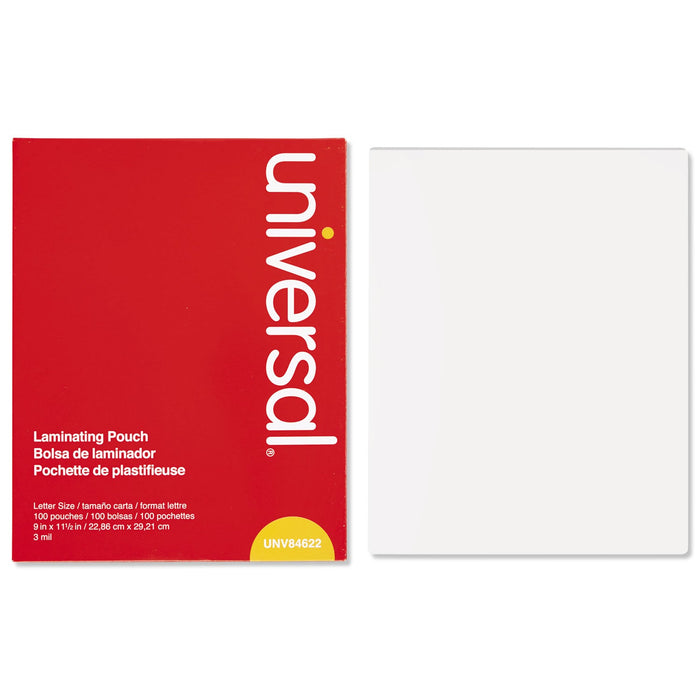 Universal Laminating Pouches, 3 mil, 9" x 11.5", Matte Clear, 100/Box