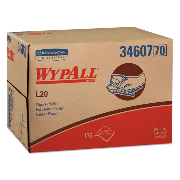 WypAll L20 Towels, BRAG Box, Multi-Ply, 12.5 x 16.8, White, 176/Box
