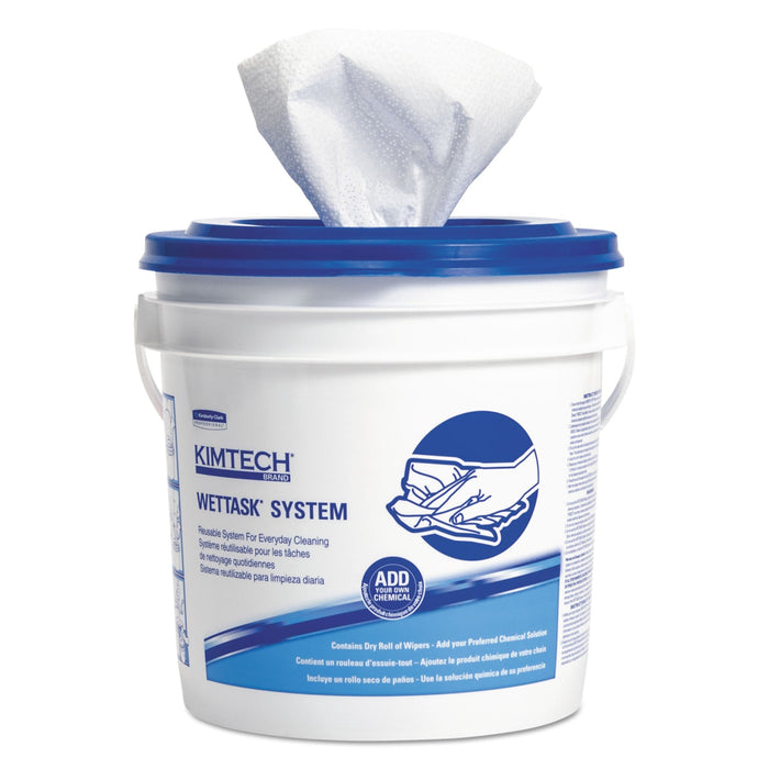 WypAll Power Clean Wipers for Solvents WetTask Customizable Wet Wiping System 12 x 12.5, Unscented, 60/Roll, 5 Rolls/1 Bucket/CT