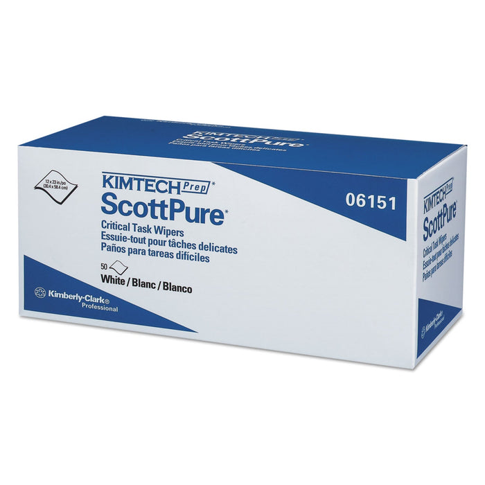 Kimtech SCOTTPURE Critical Task Wipers, 12 x 23, White, 50/Box, 8 Boxes/Carton