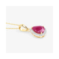 Genuine 10K Gold Pink Ruby Diamond Halo Pendant by Fine Color Jewels