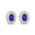 Genuine Diamond Tanzanite Halo Studs by Fine Color Jewels