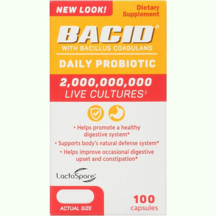 Bacid Capsules White Bacillus Coagulans Daily Probiotic 100 by Pasteur Pharmacy