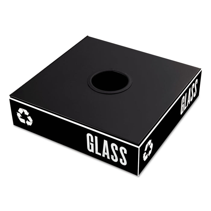 Safco Public Square Recycling Container Lid, Circular Opening, 15.25w x 15.25d x 2h, Black