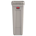 Rubbermaid Slim Jim Receptacle with Venting Channels, Rectangular, Plastic, 23 gal, Beige