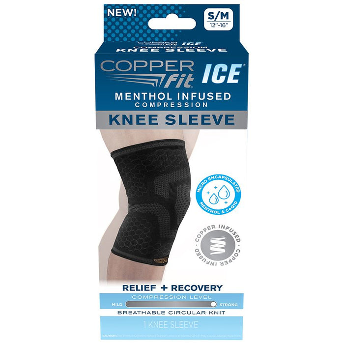 Copper Fit ICE Knee Sleeve Infused With Cooling Action & Menthol - S/M by Pasteur Pharmacy