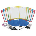 Charles Leonard Dry Erase Pocket Class Pack, 10.5  x 1.5, Assorted Primary Colors, 10/Pack