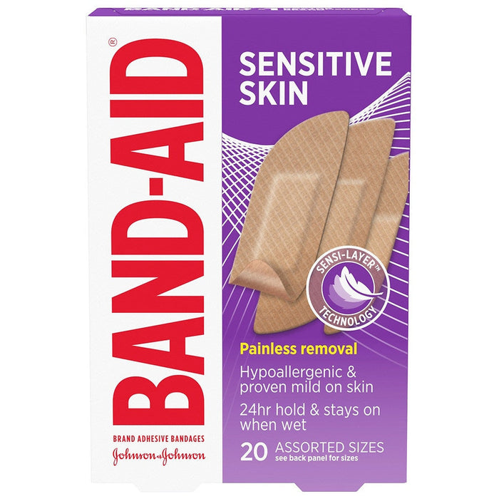 Band-Aid Sensitive Skin Adhesive Bandages Assorted Sizes 20 Ea by Pasteur Pharmacy