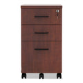 Alera Valencia Series Mobile Pedestal File, Left/Right, 3-Drawer: Box/Box/File, Legal/Letter, Cherry, 15.88" x 20.5" x 28.38"