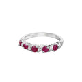 0.65 Ct Round Pink Ruby Prong Silver Five Stone Ring by Fine Color Jewels