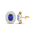 Genuine Diamond Tanzanite Halo Studs by Fine Color Jewels