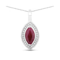 Genuine 10K Pink Ruby and White Diamond Pendant by Fine Color Jewels