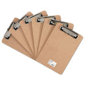Universal Hardboard Clipboard with Low-Profile Clip, 0.5" Clip Capacity, Holds 5 x 8 Sheets, Brown, 6/Pack