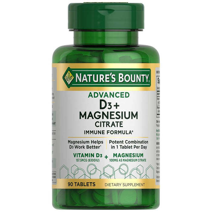 Nature's Bounty Advanced Vitamin D3 + Magnesium Citrate, Immune And Bone Supplement Tablets by Pasteur Pharmacy