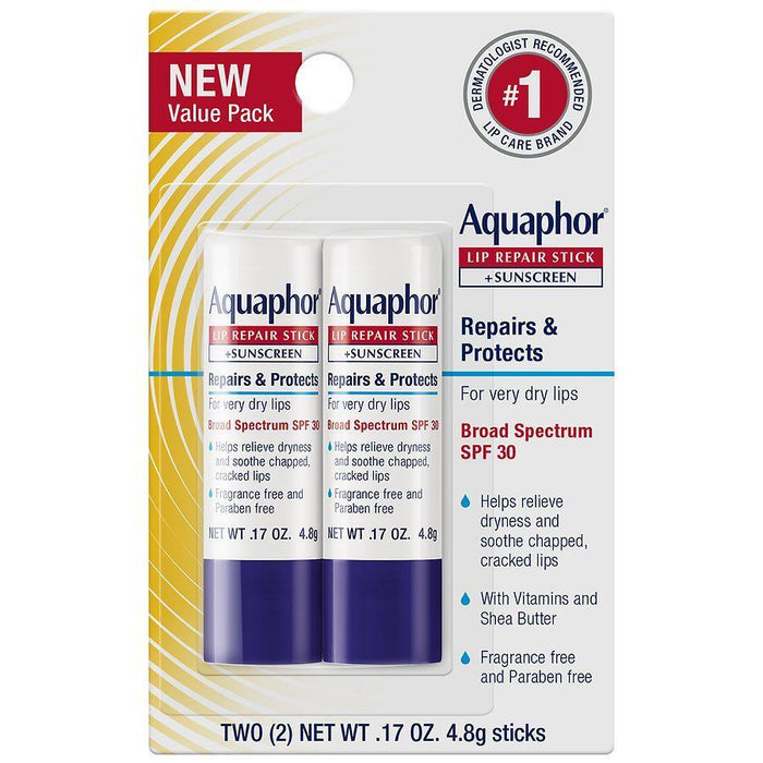 Aquaphor Lip Balm Repair Stick For Chapped Lips - SPF30 - 2pk/.34oz by Pasteur Pharmacy
