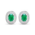 Genuine Diamond and Zambian Emerald 14k Gold Studs by Fine Color Jewels