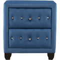 27.9" Tall Bedside Table Blue Upholstered Velvet 2-Drawer Nightstand by DailySale