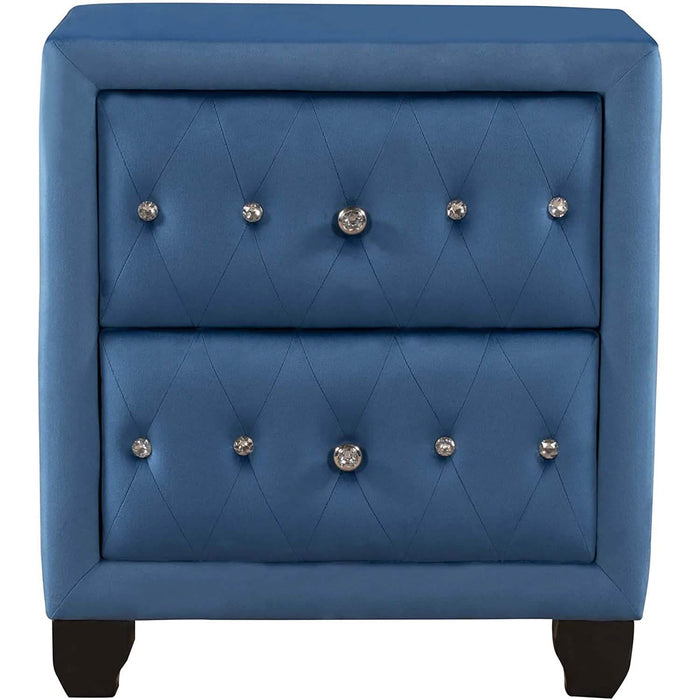 27.9" Tall Bedside Table Blue Upholstered Velvet 2-Drawer Nightstand by DailySale