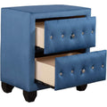 27.9" Tall Bedside Table Blue Upholstered Velvet 2-Drawer Nightstand by DailySale